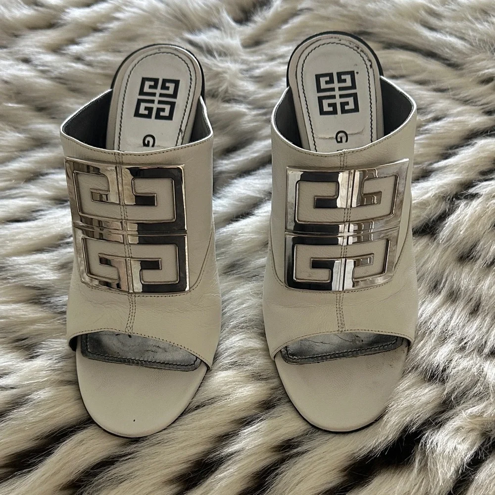 Givenchy Cream and Gold Mules - Picture 1 of 6
